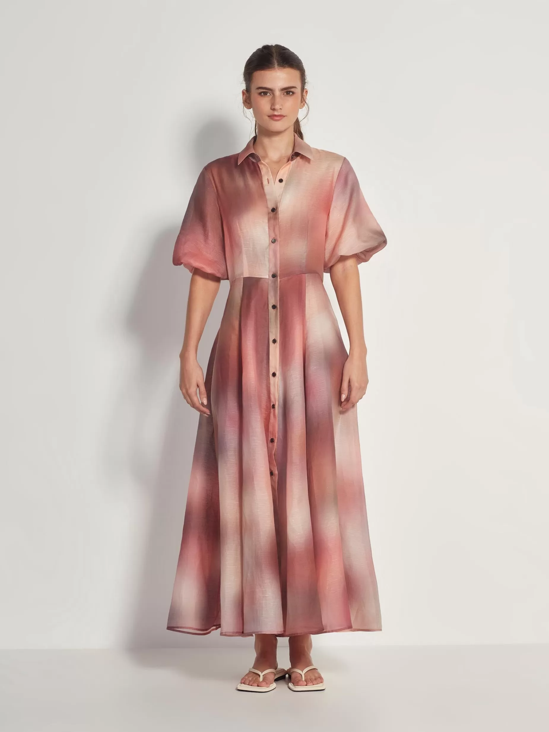 Women Juliette Hogan Corfu Shirtdress Komorebi Linen Silk Organza